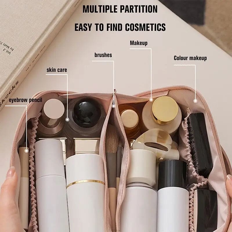 Classy Cosmetic Bag, Portable Leather Makeup Pouch, Waterproof Travel Washbag, Large Opening Makeup Bag, Multifunctional Leather Organizer Bag With Dividers And Handle, Lay Flat Large Opening Makeup Bag Classy Cosmetic Bag, Portable Leather Makeup Pouch, Waterproof Travel Washbag, Large Opening Makeup Bag, Multifunctional Leather Organizer Bag With Dividers And Handle, Lay Flat Large Opening Makeup Bag